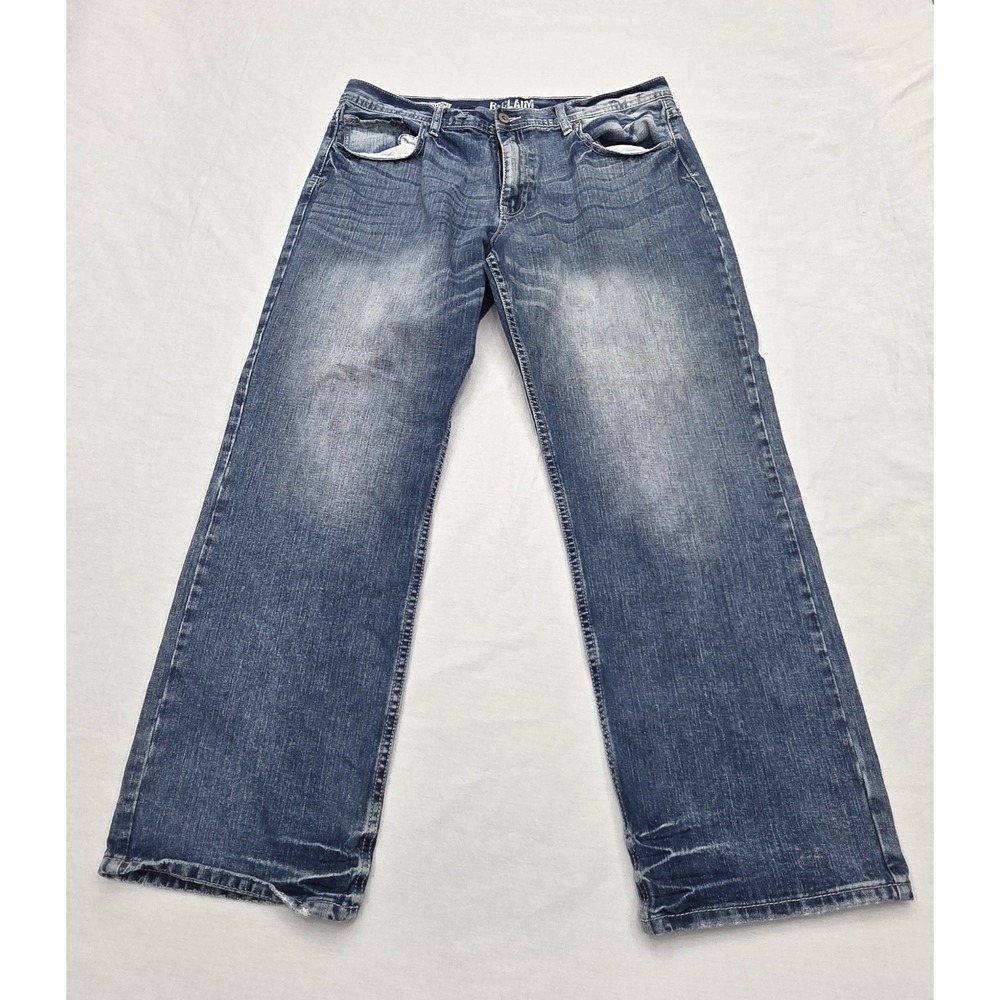 Reclaim‎ Men's Medium Wash Loose Straight Leg 100% Cotton Jeans Size 38x32
